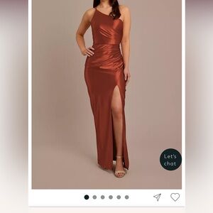 Davids bridal sculpting satin one shoulder bridesmaid dress